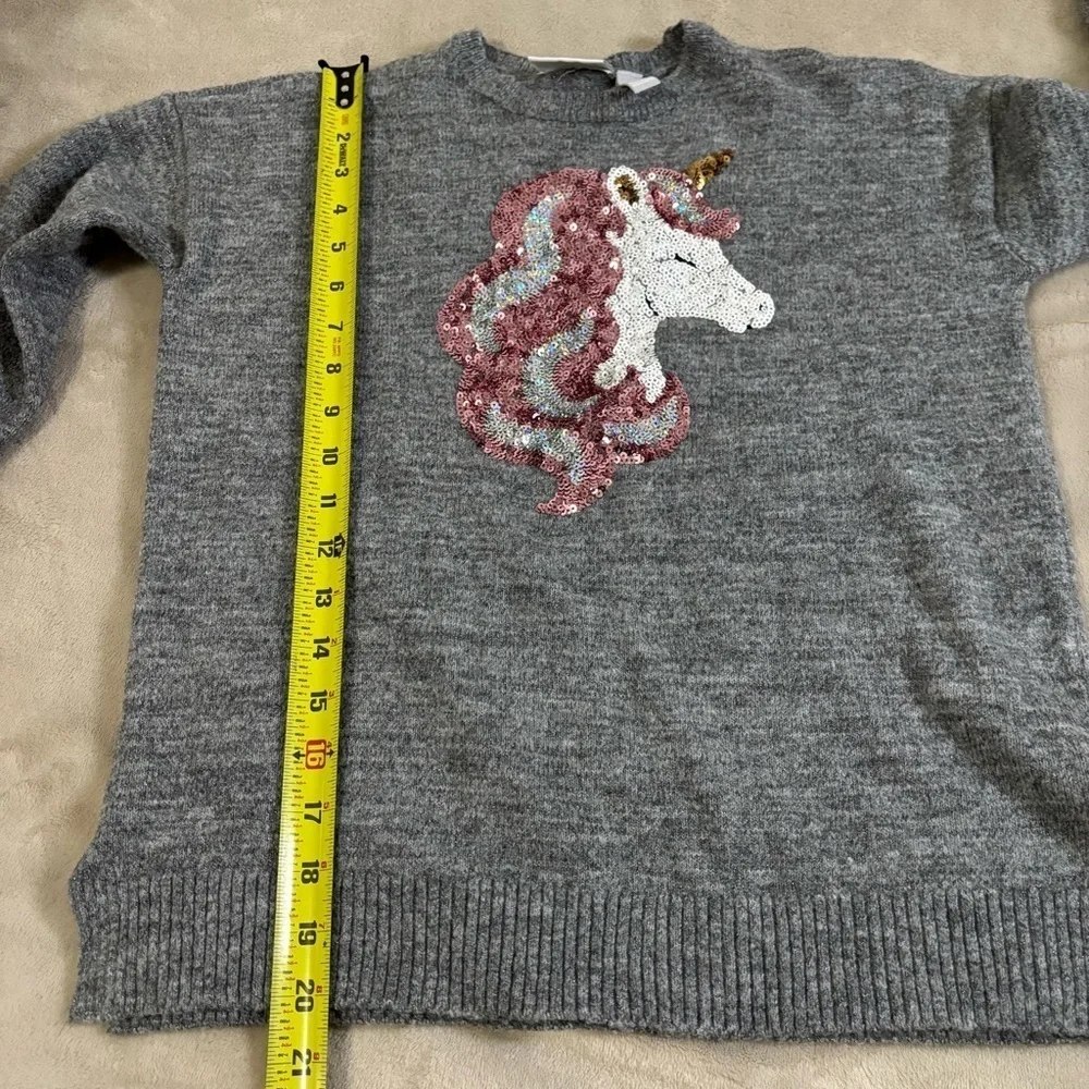 The Children’s Place Gray Sweater with Sequin Unicorn Design